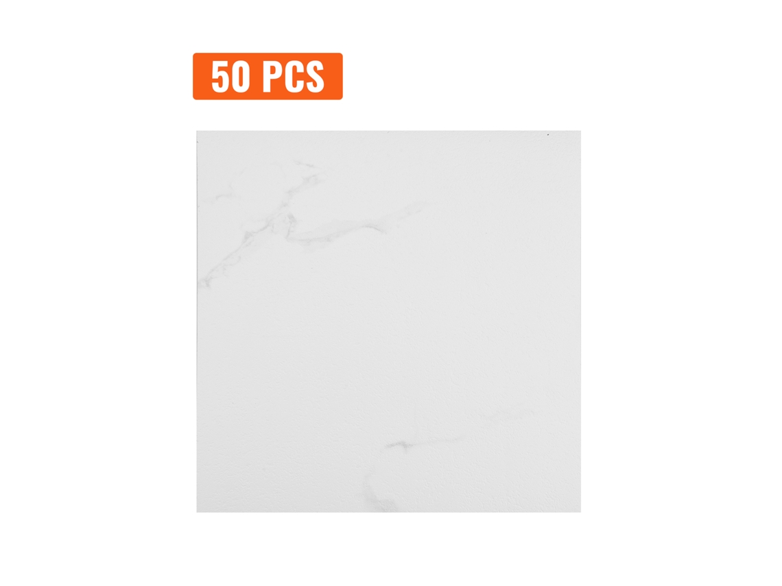 Azulejos De Vinilo Autoadhesivos Succebuy Para Piso De 12 X 12 Pulgadas, 50 Piezas De 1,5 Mm De Grosor, Mármol Blanco