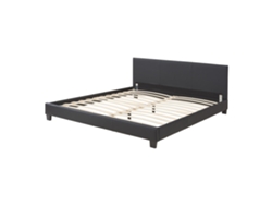 Cama de matrimonio CORIUM (210 x 189 x 78 cm - Piel sintética - Negro)