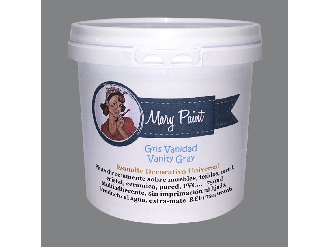 Pintura Al Agua Multisuperficie Acabado Mate Gris Vanidad 750 Ml Mary Paint