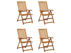 Maison Exclusive - Sillas de jardín reclinables con cojines, 4 piezas, madera maciza de acacia