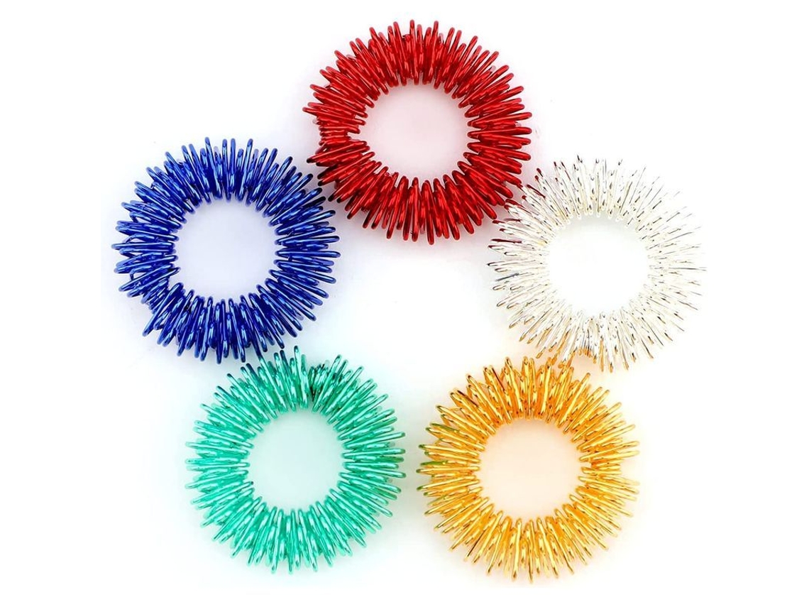 Anillos De Masaje De Acupresión Sensorial Con Púas, Paquete De 5 Unidades Para Niños, Adolescentes Y Adultos.