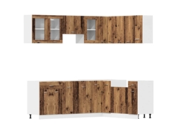 Juego de gabinetes de cocina de 11 piezas en madera de Lyon - Madera vieja - EXCLUSIVA DE LA CASA