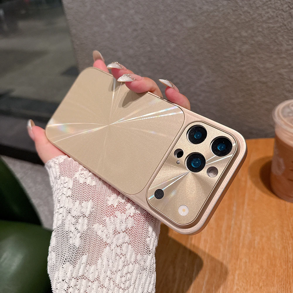 (iphone 15 Pro Dorado) Funda Magnética Magsafe Para Teléfono, Cubierta Trasera A Prueba De Golpes Con Ventana Grande Y Colorida