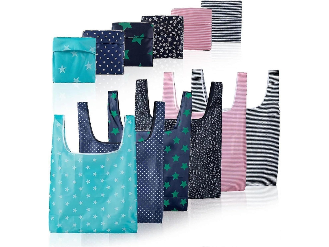 Paquete de 6 bolsas de compra reutilizables, ecológicas y plegables con bolsa incorporada para compras GOKOCO