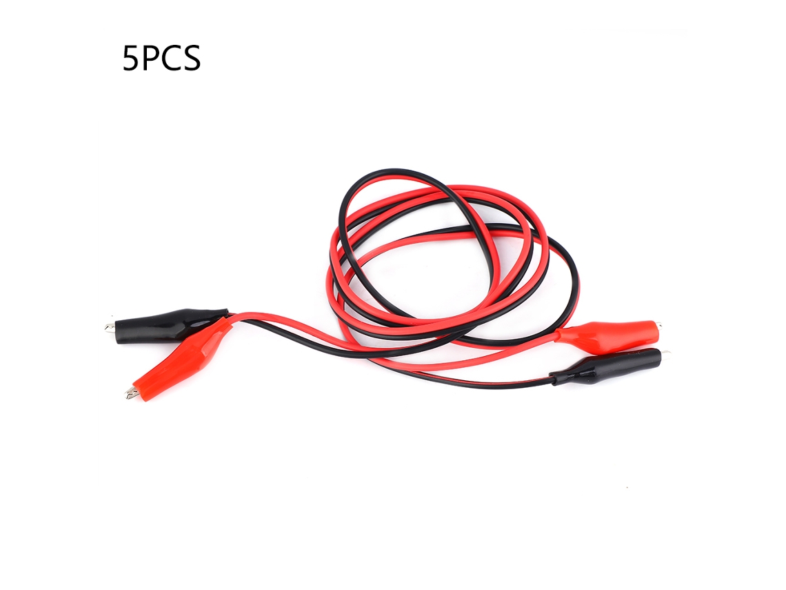5pcs Cable De Sonda De Prueba Rojo Y Negro 1m Con Pinza Cocodrilo