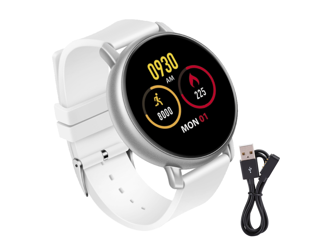 Pulsera Inteligente S666 Pantalla Redonda De Tacto Completo Reloj Inteligente Deportivo Impermeable Bluetooth Plata