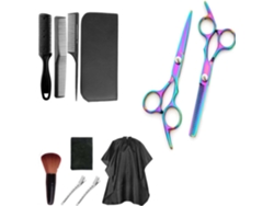 Juego De Peluquería De 11 Piezas: Tijeras Para Cortar El Cabello, Cepillo Y Peine De Acero Inoxidable De Colores.