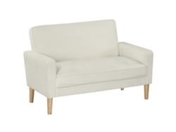 Sofá 2 Plazas, Madera Caucho, 130x74.5x82cm, Crema