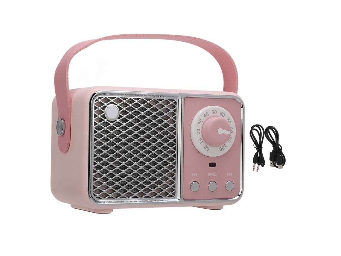 Altavoz Bluetooth 5.1 Rosa, Pequeño, Portátil Y Recargable Por Usb, De Estilo Retro, Ideal Para La Cocina, El Dormitorio, La Oficina Y Exteriores.