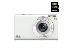 Cámara fotos digital infantil compacta SZSMART DC402AF Nivel de entrada Regalo de cámara para estudiantes niños 48MP 4K resolución Pantalla de 2,8 pulgadas + 128GB - Blanco
