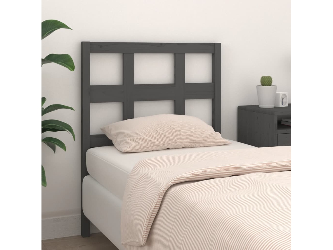 Cabecero De Cama Madera Maciza De Pino Gris 95,5x4x100 Cm