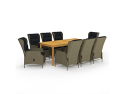 Conjunto Jantar 9 Piezas Para Jardim Castanho Dkd Home Decor