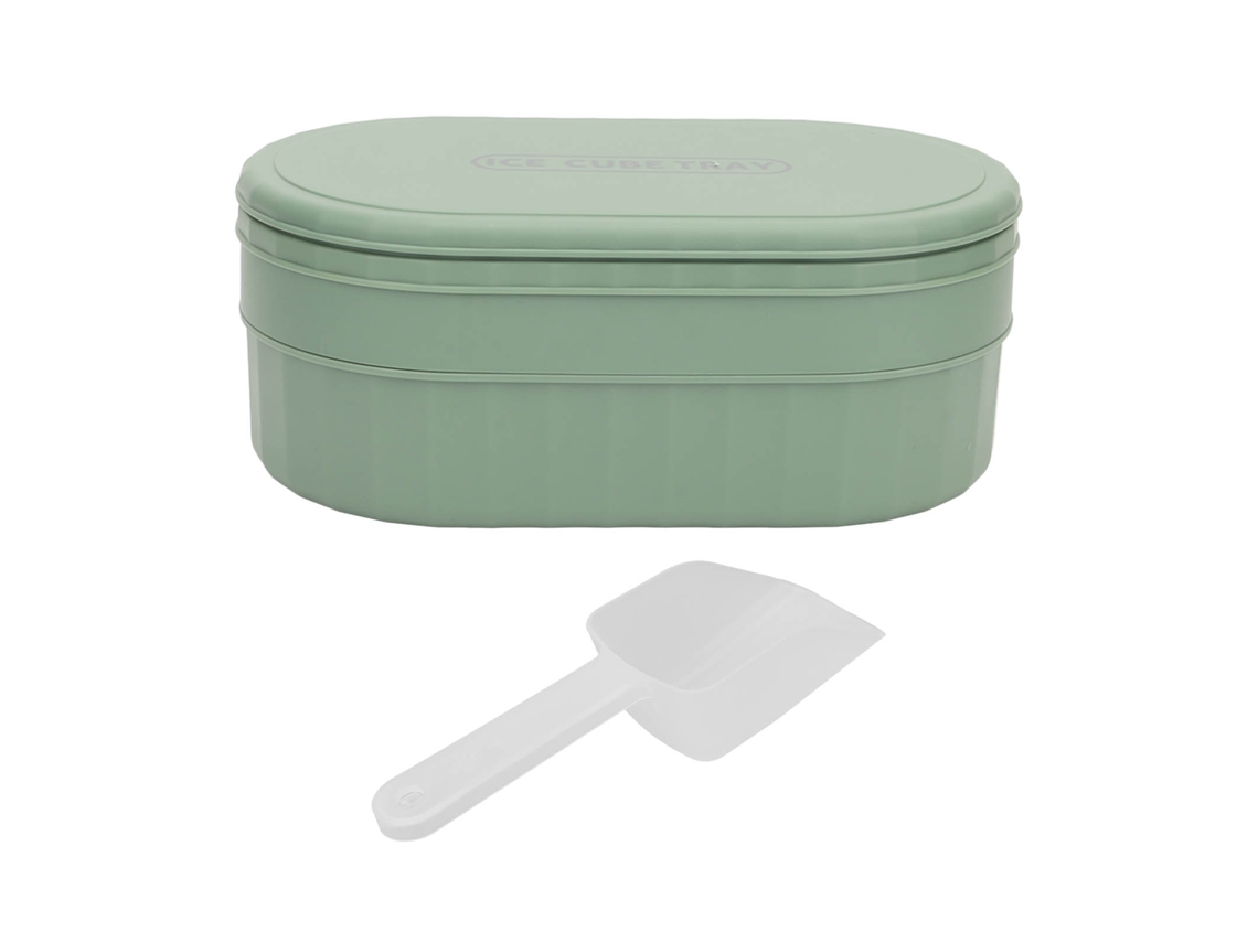 Bandeja De Hielo Reutilizable Con Tapa, 36 Compartimentos Apilables, Plástico De Silicona, Verde.