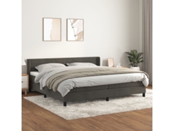 Cama box spring con colchón terciopelo gris oscuro 200x200 cm