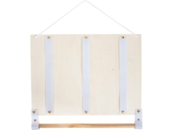 Soporte Horquillas Madera Natural 38x28 Fieltro Blanco Organizador Pared Colgante Pinzas Gomas Elásticas