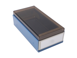 Tarjetero Azul Expandible Con Espacio Ampliado, De Plástico Transparente Y Diseño Deslizante Para Uso En La Oficina.