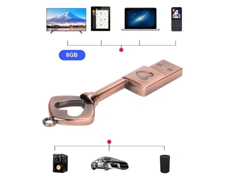 Unidad Flash HURRISE USB 2.0 en Forma de Corazón Retro Portátil de Metal para Almacenamiento de Información de Computadora Tarjeta de 8 GB