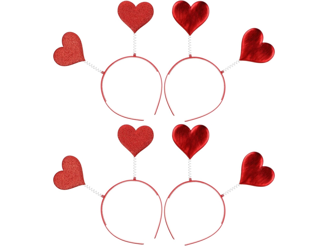 Conjunto de 4 tiaras para el Día de San Valentín con corazones rojos en 3D - Accesorios para fiestas