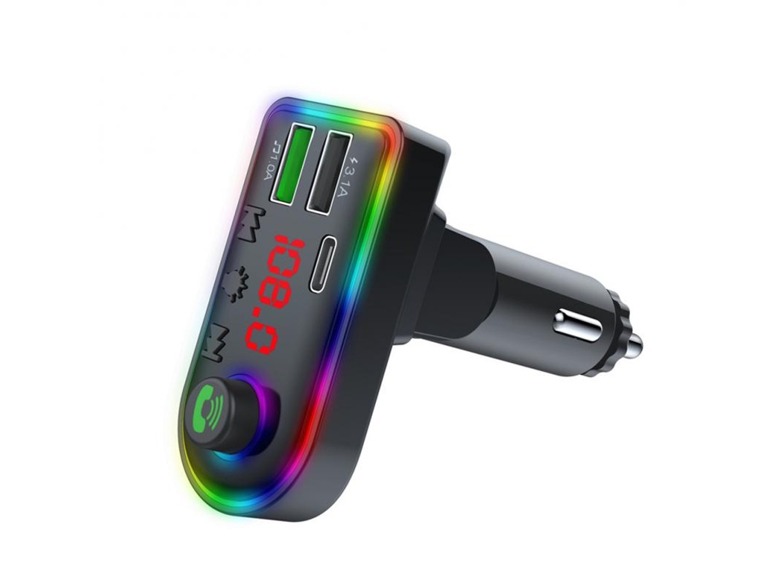 Transmisor de FM YIZHOOD F8 5.0 Pantalla LED de detección de voltaje ABS manos libres Bluetooth 37g 12v-24v negro
