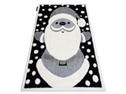 Alfombra Infantil Moderna Joy Santa Papá Noel, Para Niños - Estructura Dos Niveles de Vellón Negro/Crema (140 x 190 cm)