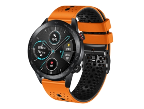Correa de reloj inteligente para Honor Magic Watch 2, 46 mm, 22 mm, silicona perforada de dos colores (naranja + negro)