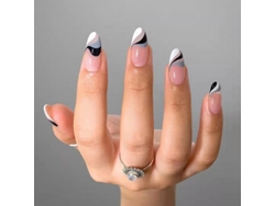 Puntas De Uñas Postizas Artificiales Diy Con Diseño De Ondas De Tinta, Removibles, 24 Piezas
