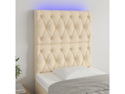 Cabecero Con Luces Led Tela Crema 80x7x118/128 Cm