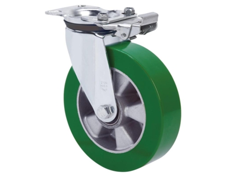 Rueda giratora placa mec.dir.4mm 10zvrmd160-augb aluminio-poliur.verde bolas ALEX