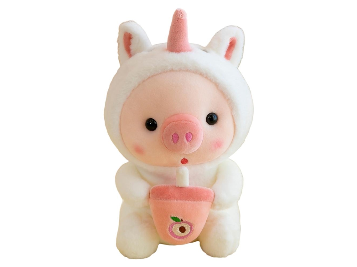 Peluche De Cerdito De 25 Cm Con Una Taza De Té Con Leche Suave Y Adorable: Regalo Decorativo Para Niños.