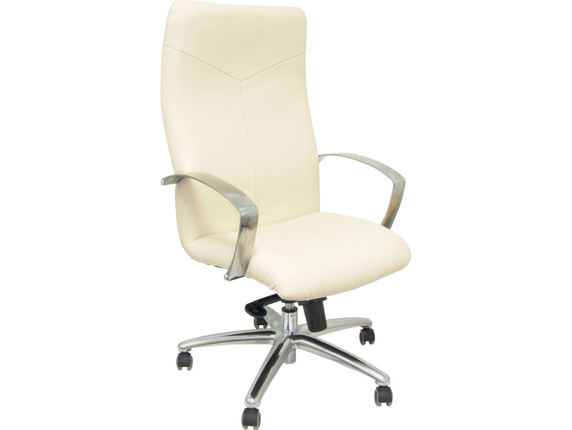 Silla de Escritorio Ejecutiva PIQUERAS Y CRESPO Caudete Crema con ruedas de parqué (Similpiel)