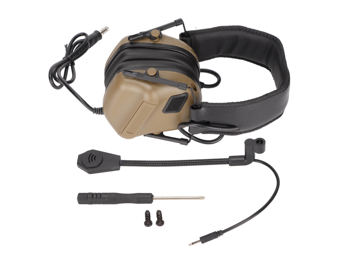 Auriculares Militares De Caza, Plegables Con Micrófono, Circunferencia De 20,5 A 25,2 Pulgadas, Color Arcilla.