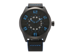 Reloj Hombre Fashionable Impermeable Calendario Cuarzo Pulsera Negro (números Azules)