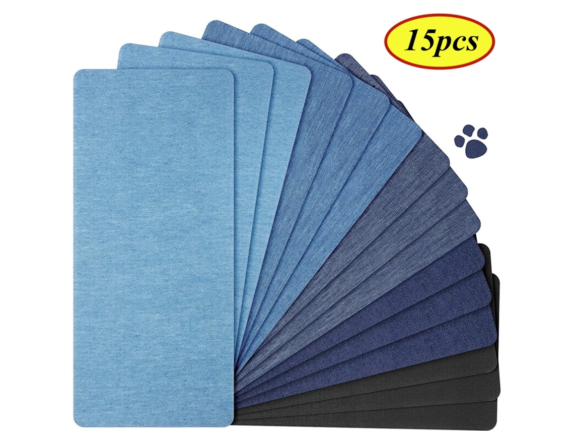 Juego de 15 parches termoadhesivos: parches de tela multicolor para reparar prendas