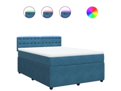 Maison Exclusive - Cama Box Spring Con Colchón Terciopelo Azul 140x190 Cm