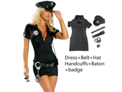 2026-disfraz De Policía Mujer Negro Para Halloween Fiesta Adulto Cosplay Traje S-xxxl