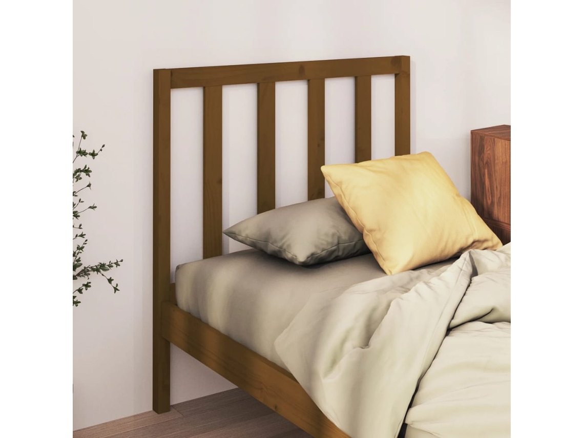 Cabecero De Cama Madera Maciza De Pino Marrón Miel 96x4x100 Cm