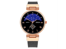 Reloj De Pulsera De Cuarzo Para Mujer Con Correa De Malla Y Esfera Con Diseño De Cielo Estrellado.