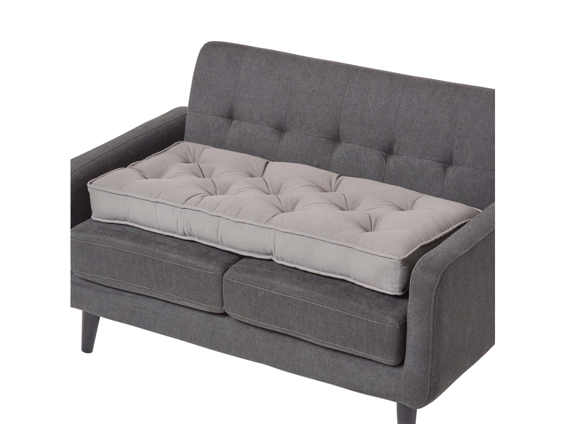 Homescapes Charcoal Grey Cotton 2 Seater Booster Cushion