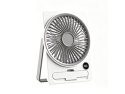Ventilador De Escritorio Recargable Por Usb Con Pantalla Led Y Soporte Para Teléfono, 6 Modos, Blanco Gertiz