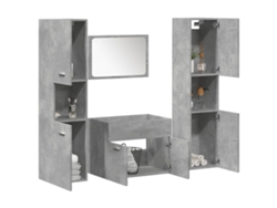 Juego de muebles de baño de 4 piezas de madera y cemento gris Wsd94621 Lovely Home