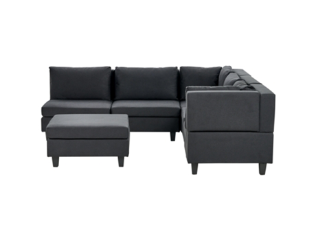 Sofá BELIANI esquinero modular Fevik con reposapiés en poliéster negro 228X228X72