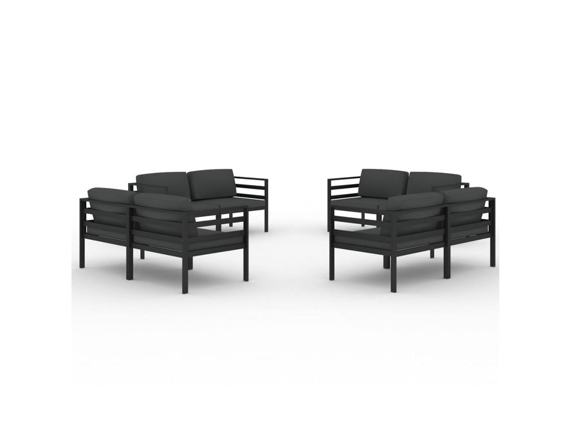 Maison Exclusive - Set Muebles De Jardín 8 Pzas Y Cojines Aluminio Gris Antracita