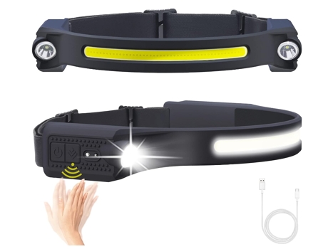 Linterna frontal Led recargable 2 Led Xpe y lámpara Led Cob 260 Modo de Sensor de haz ancho Ipx4 impermeable para acampar senderismo correr CHRONUS