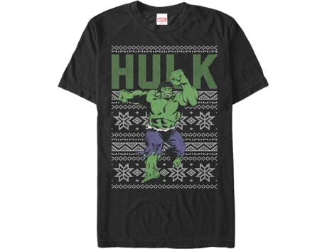 Camiseta de Hombre SUPERHERO MARVEL Faux Ugly Incredible Hulk Christmas Sweater Marvel Comics Negro (L)