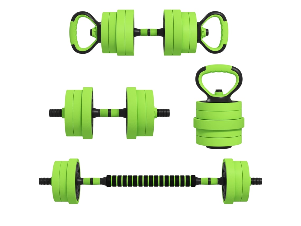 Kit Fitness 4 Em 1 Barra Halteres Kettlebell