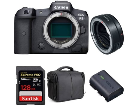 Kit Cámara Mirrorless, Adaptador y Accesorios CANON EOS R5 (45 MP - Sensor: Full Frame - ISO: 100 a 51200)