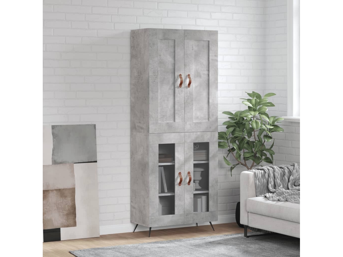 Aparador Alto Madera Contrachapada Gris Hormigón 69,5x34x180 Cm