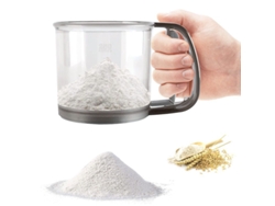 Omni-cernidor De Harina De Acero Inoxidable Manual Con Mango Ergonómico Y Escala Medidora 250g