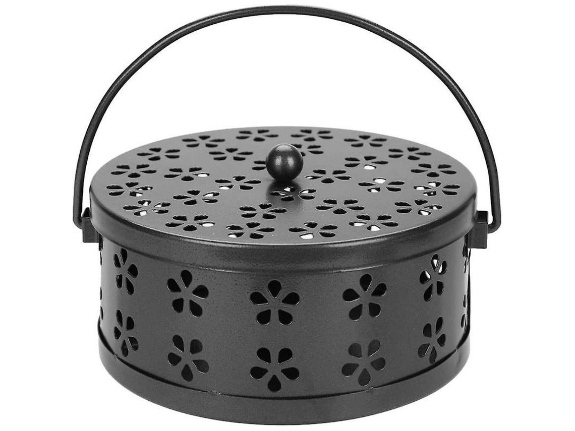 Soporte Portátil Clásico Para Espirales Antimosquitos, Quemador De Incienso Decorativo De Acero Galvanizado Negro.
