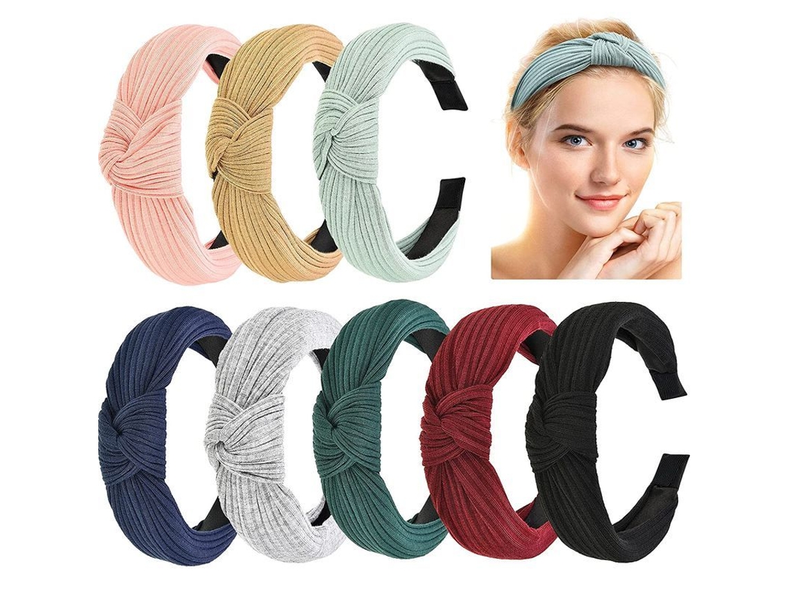 8 Diademas Gruesas Para Mujer, Diadema Turbante Con Nudo Cruzado, Accesorios Elásticos Para El Cabello Para Mujeres Y Niñas.